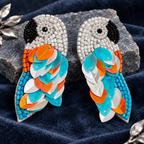 Neerja Aqua Parrot Statement Earrings | MyJhumki