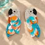 Neerja Aqua Parrot Statement Earrings | MyJhumki