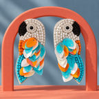 Neerja Aqua Parrot Statement Earrings | MyJhumki