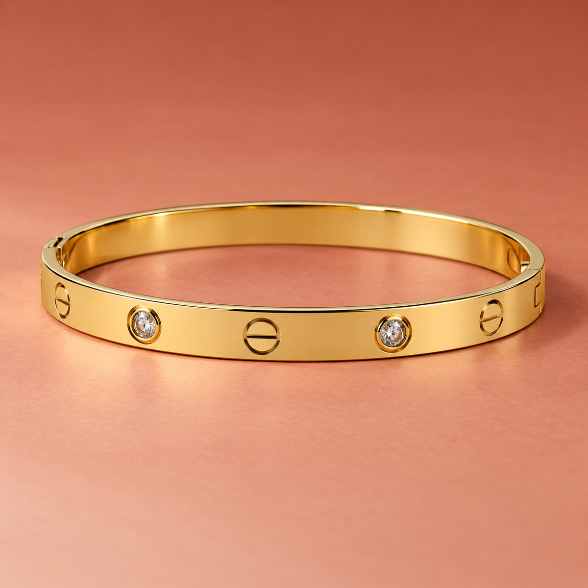 Nitya Crystal Accent Gold Bangle Bracelet | MyJhumki