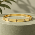 Nitya Crystal Accent Gold Bangle Bracelet | MyJhumki