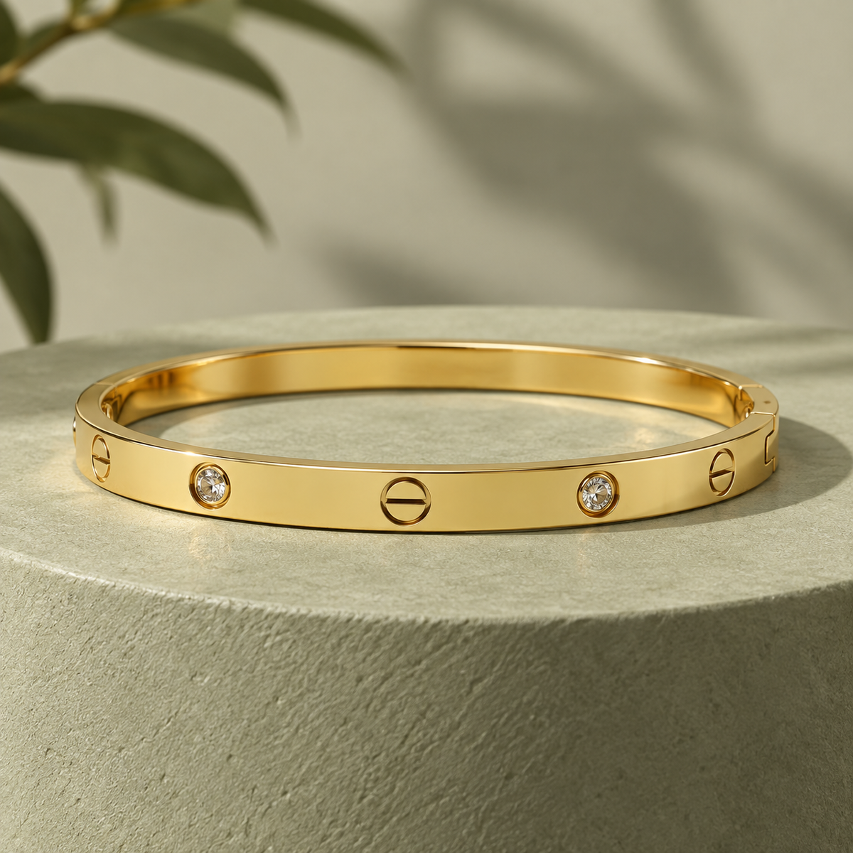 Nitya Crystal Accent Gold Bangle Bracelet | MyJhumki