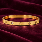 Nitya Crystal Accent Gold Bangle Bracelet | MyJhumki