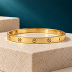 Nitya Crystal Accent Gold Bangle Bracelet | MyJhumki