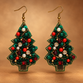 Noelle Green Christmas Tree Statement Earrings | MyJhumki