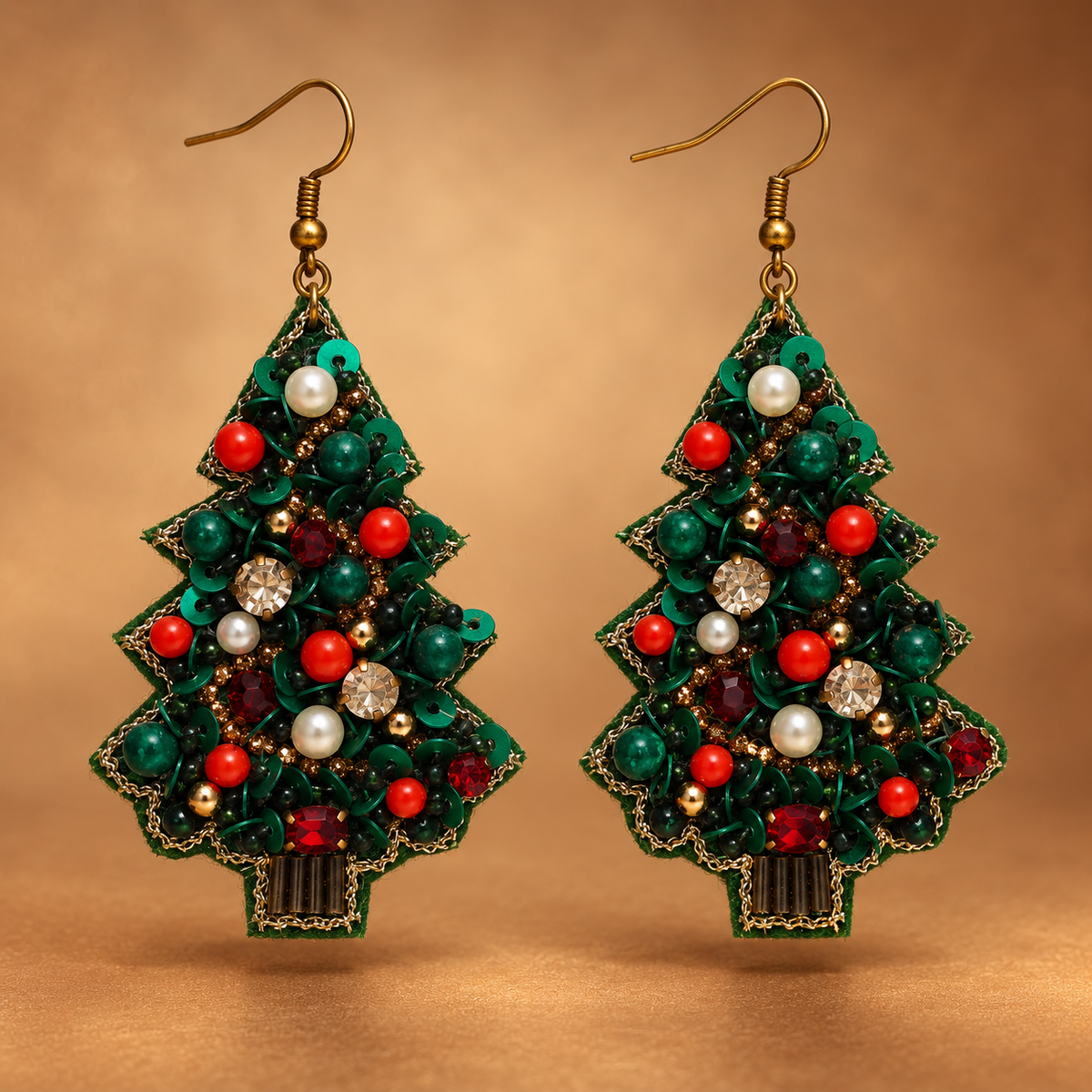 Noelle Green Christmas Tree Statement Earrings | MyJhumki