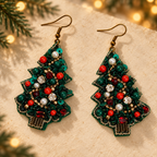 Noelle Green Christmas Tree Statement Earrings | MyJhumki