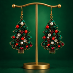 Noelle Green Christmas Tree Statement Earrings | MyJhumki