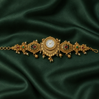 Noor Antique Enamel Kashmiri Jewellery Watch on an emerald silk backdrop