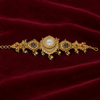 Noor Antique Enamel Kashmiri Jewellery Watch on a wine velvet backdrop