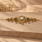 Noor Antique Enamel Kashmiri Jewellery Watch photographed in a sandstone studio setting