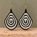 Noor Black & White Concentric Teardrop Earrings | MyJhumki