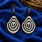 Noor Black & White Concentric Teardrop Earrings | MyJhumki