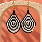 Noor Black & White Concentric Teardrop Earrings | MyJhumki