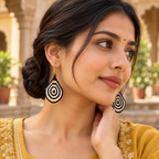 Noor Black & White Concentric Teardrop Earrings | MyJhumki