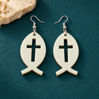 Noor Faith Fish Cross Earrings | MyJhumki