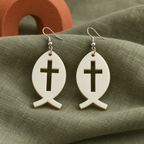 Noor Faith Fish Cross Earrings | MyJhumki