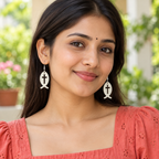 Noor Faith Fish Cross Earrings | MyJhumki