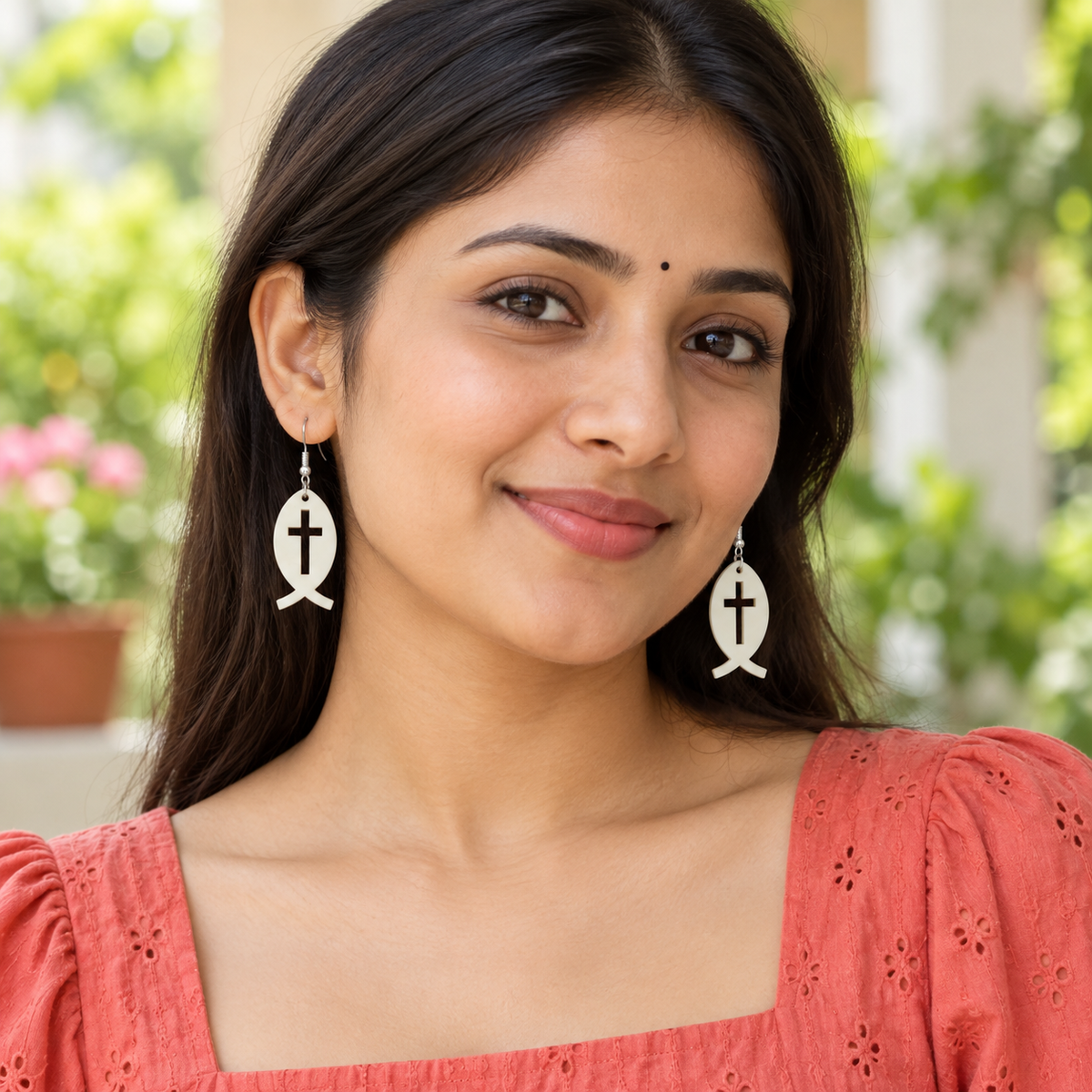 Noor Faith Fish Cross Earrings | MyJhumki