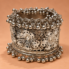 Noor Floral Filigree Ghungroo Cuff Bracelet | MyJhumki