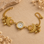 Noor Peach Crescent Ghungroo Kashmiri Watch | MyJhumki