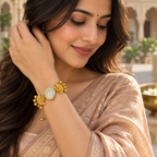 Noor Peach Crescent Ghungroo Kashmiri Watch | MyJhumki