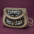 Noor Shell Mosaic Crescent Purse | MyJhumki