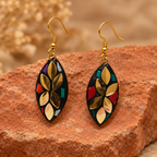 Pallavi Multicolour Antique Leaf Earrings | MyJhumki