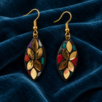 Pallavi Multicolour Antique Leaf Earrings | MyJhumki