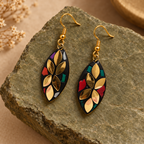 Pallavi Multicolour Antique Leaf Earrings | MyJhumki