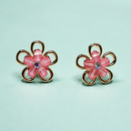 Petal Pop Pink Flower Stud Earrings – Gold-Tone by MyJhumki