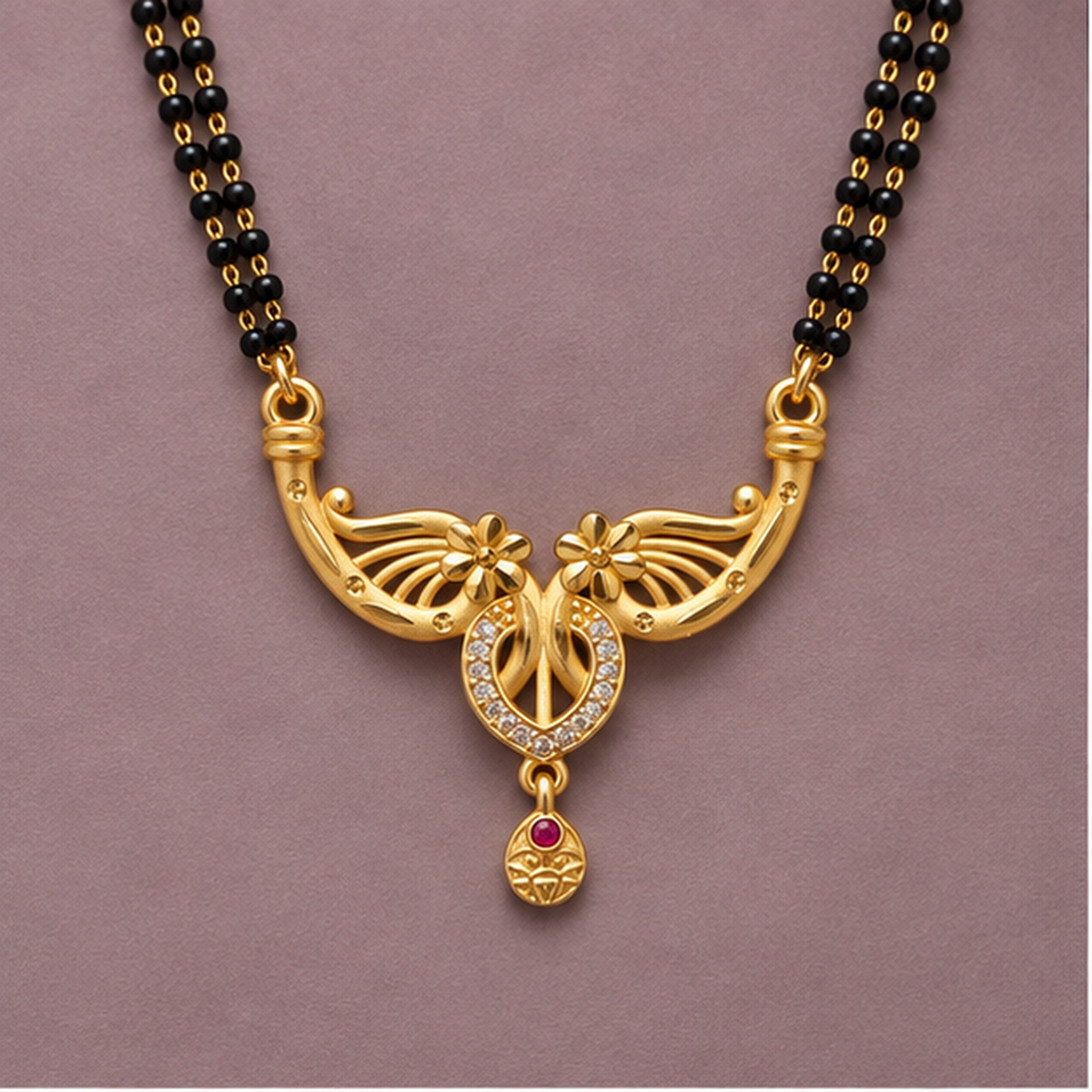Phoolika Twin Blossom Gold-Tone Mangalsutra by MyJhumki