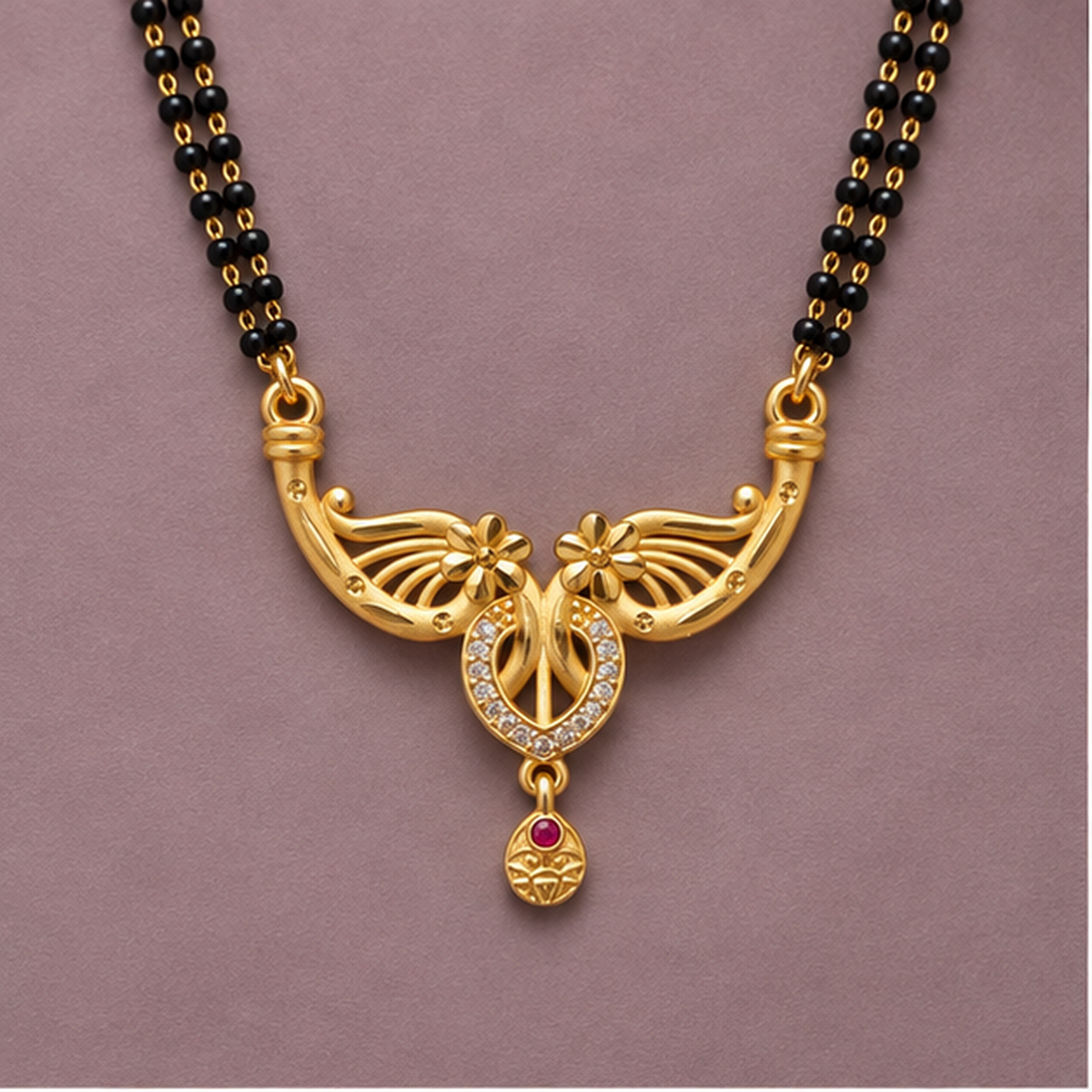 Phoolika Twin Blossom Gold-Tone Mangalsutra by MyJhumki