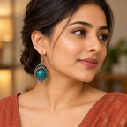 Raaga Turquoise Stone Oxidised Drop Earrings | MyJhumki