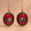 Raina Ruby Red Spiral Round Earrings | MyJhumki