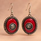 Raina Ruby Red Spiral Round Earrings | MyJhumki