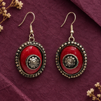 Raina Ruby Red Spiral Round Earrings | MyJhumki