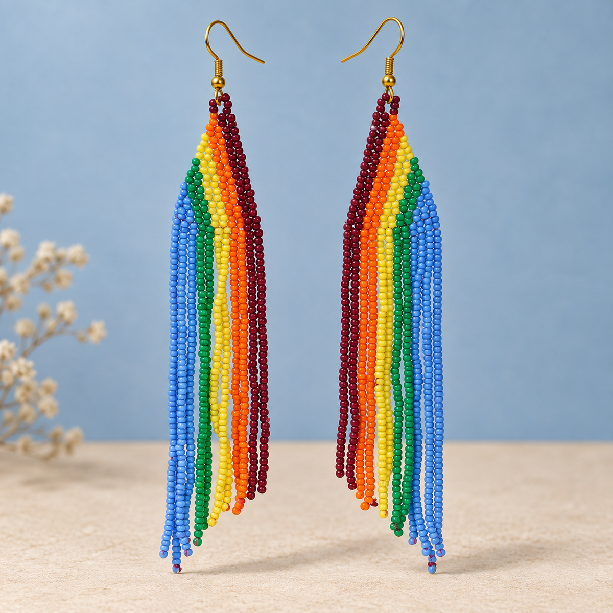 Rainbow Cascade Beaded Earrings | MyJhumki