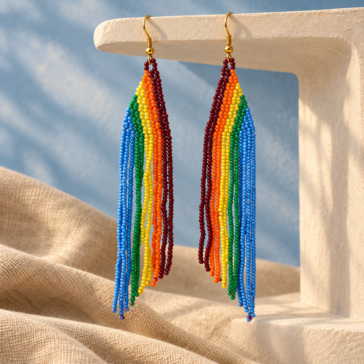 Rainbow Cascade Beaded Earrings | MyJhumki