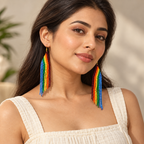 Rainbow Cascade Beaded Earrings | MyJhumki