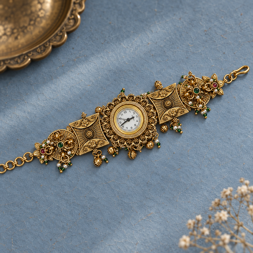 Rajsi Peacock Filigree Kashmiri Watch | MyJhumki