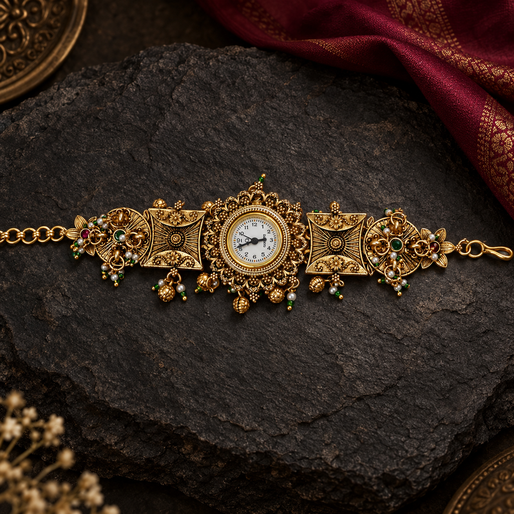 Rajsi Peacock Filigree Kashmiri Watch | MyJhumki