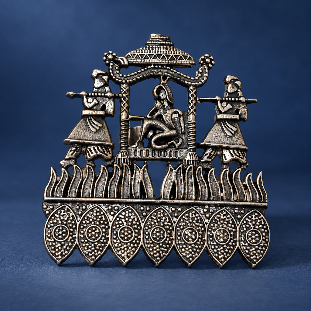 Rajwada Darbar Oxidised Statement Ring | MyJhumki