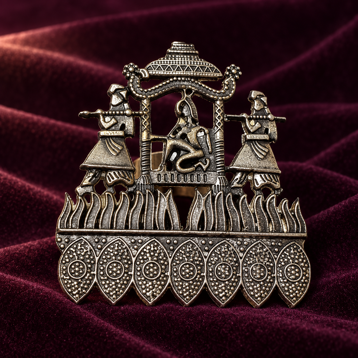 Rajwada Darbar Oxidised Statement Ring | MyJhumki