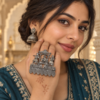 Rajwada Darbar Oxidised Statement Ring | MyJhumki