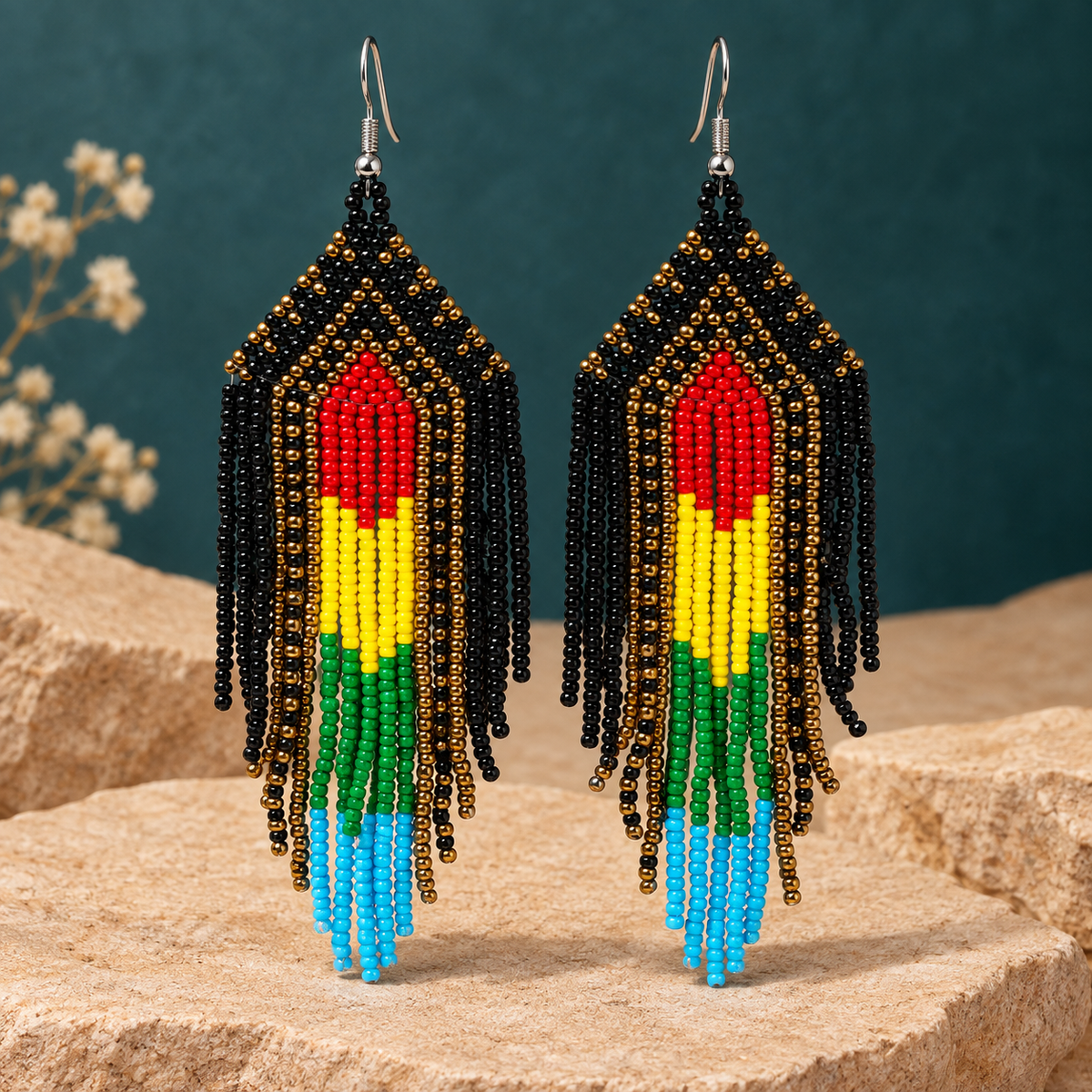 Rang Black Multicolour Beaded Earrings | MyJhumki