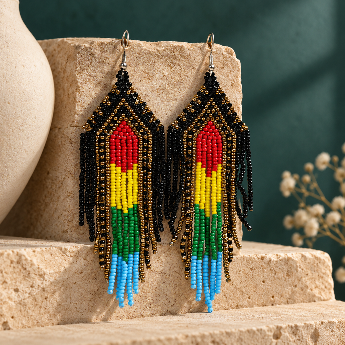 Rang Black Multicolour Beaded Earrings | MyJhumki