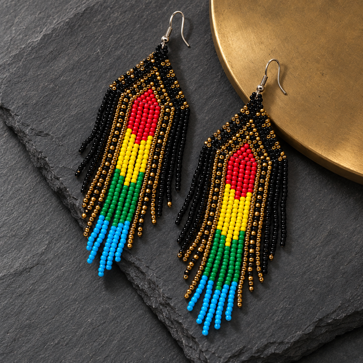 Rang Black Multicolour Beaded Earrings | MyJhumki