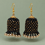 Rangbell Black Beaded Jhumka Earrings | MyJhumki