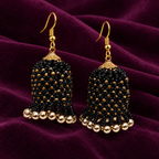 Rangbell Black Beaded Jhumka Earrings | MyJhumki